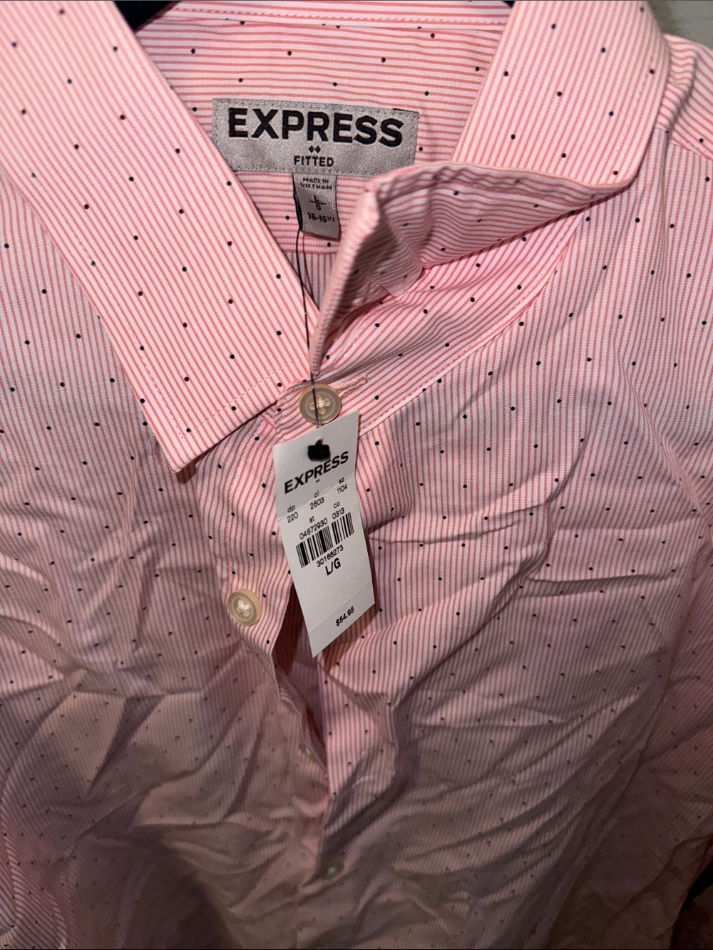 Express Striped Button Down Pink Size Medium NWT - Picture 2 of 3